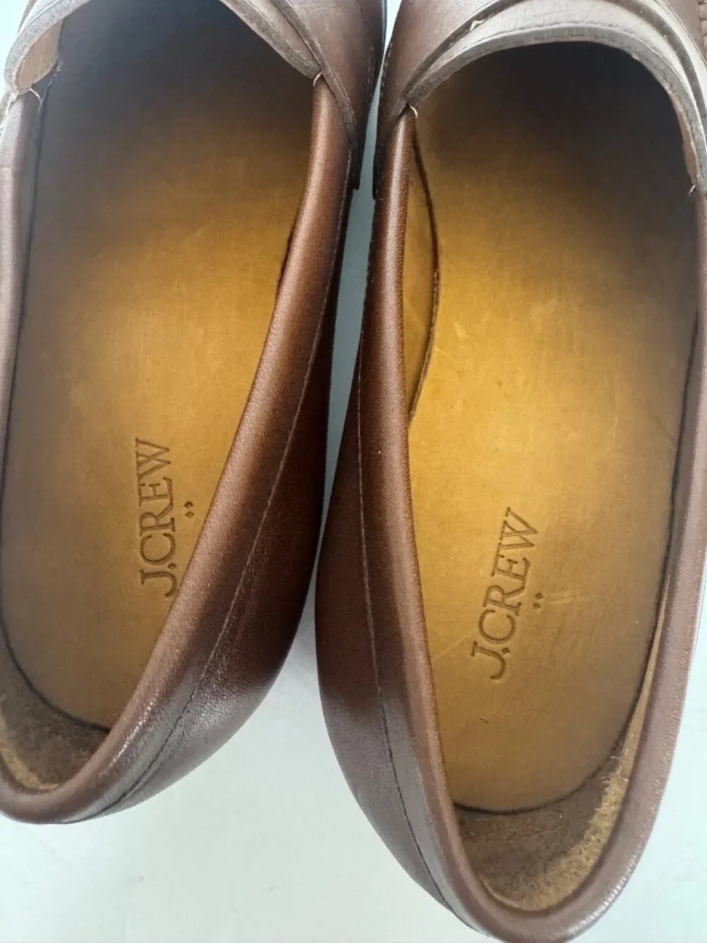 New J. CREW Classic Leather Penny Loafers Burnished Brown Size 11.5 $198 BW677